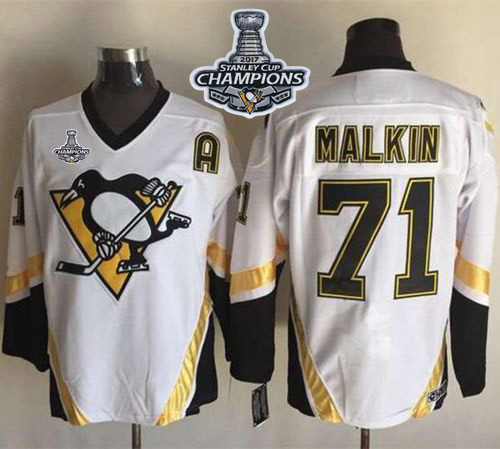 Penguins #71 Evgeni Malkin White CCM Throwback Stanley Cup Finals Champions Stitched NHL Jersey